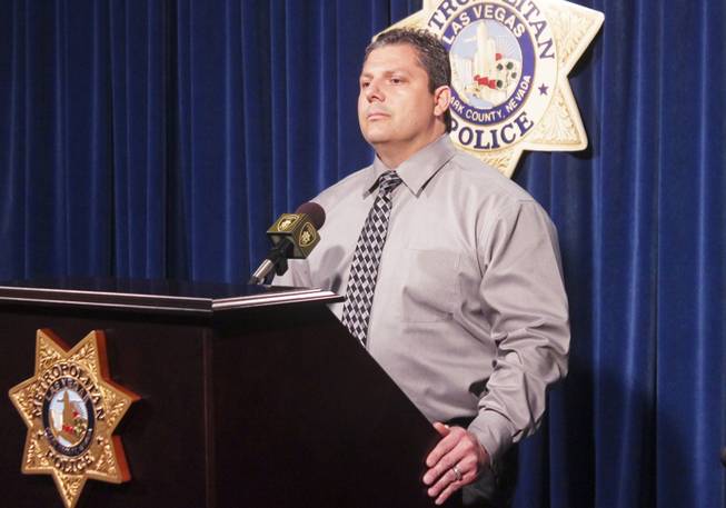 Las Vegas Metro Police Lt. Ray Steiber talks to the media about shooting suspect Ammar Harris, Monday, Feb. 25, 2013.